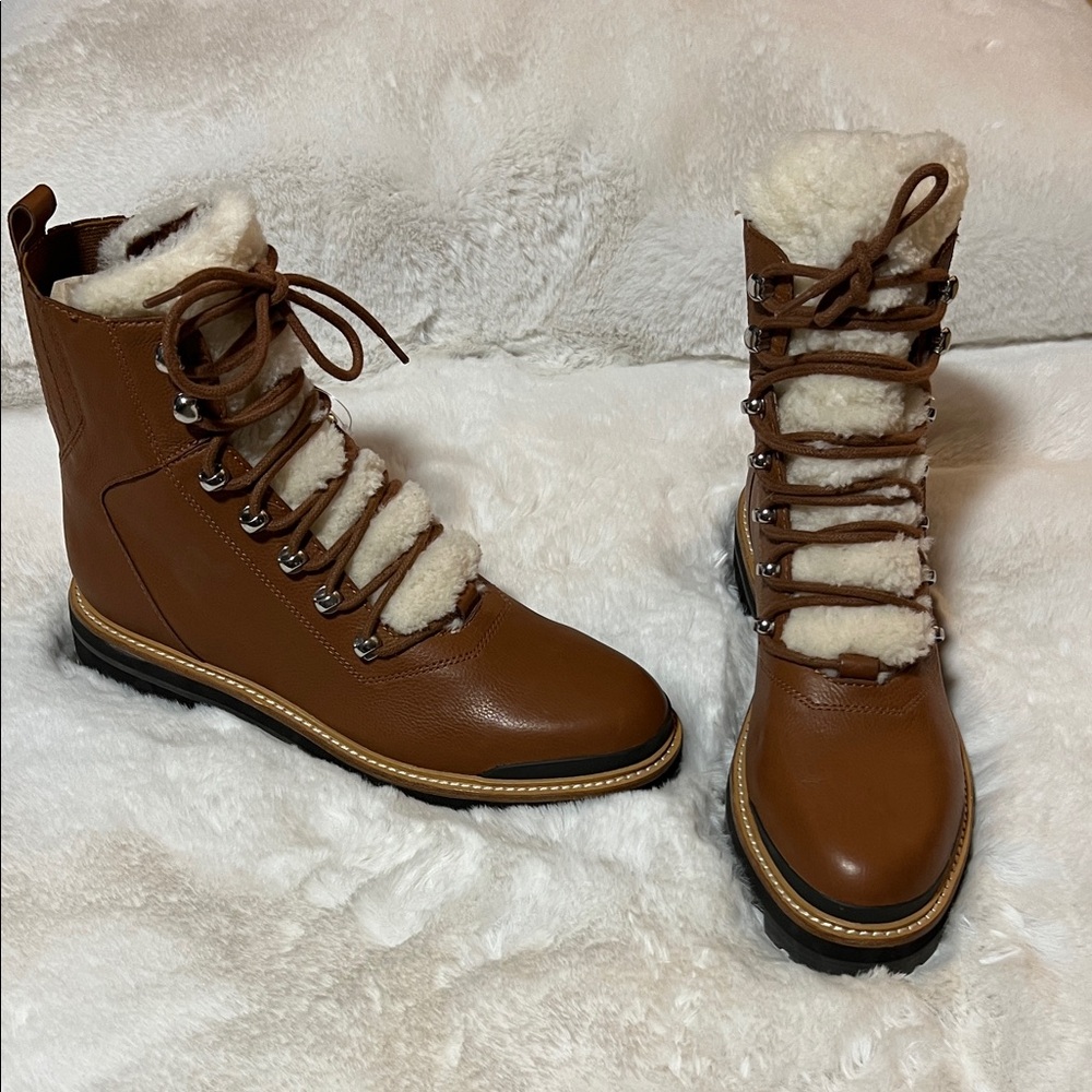 Marc Fisher Tan Shearling-Lined Winter Boots